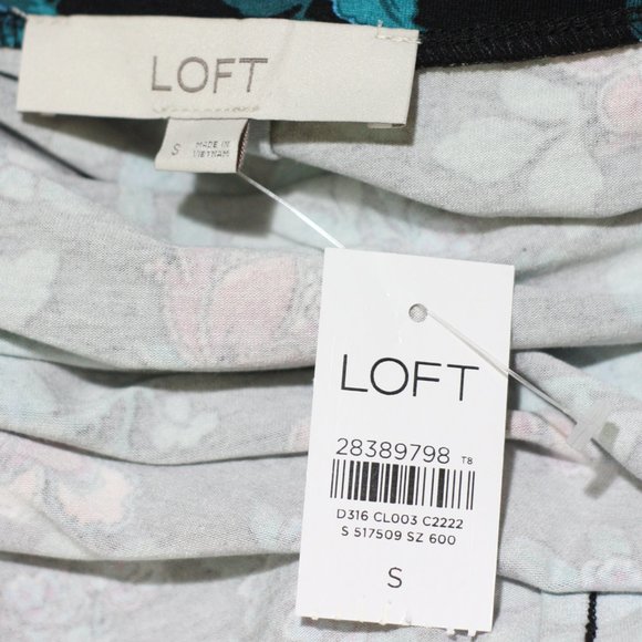 LOFT Black and Turquoise Floral Shift Dress - Picture 4 of 4